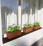 2130 Párkány, ablakpárkány, könyöklő Fa 30cm Sötét Tölgy Kültér
